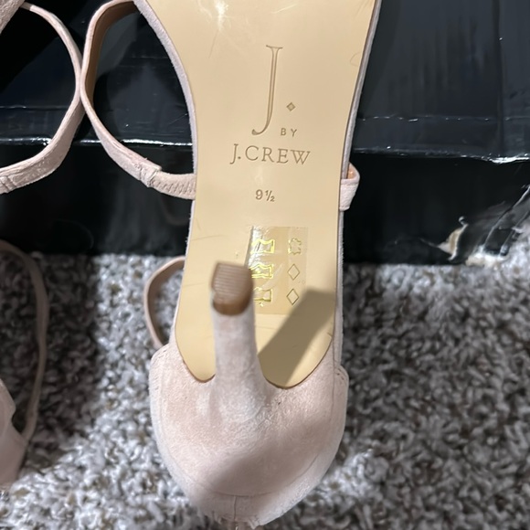 J Crew Three-Strap Scallop Suede Heels - Picture 5 of 12